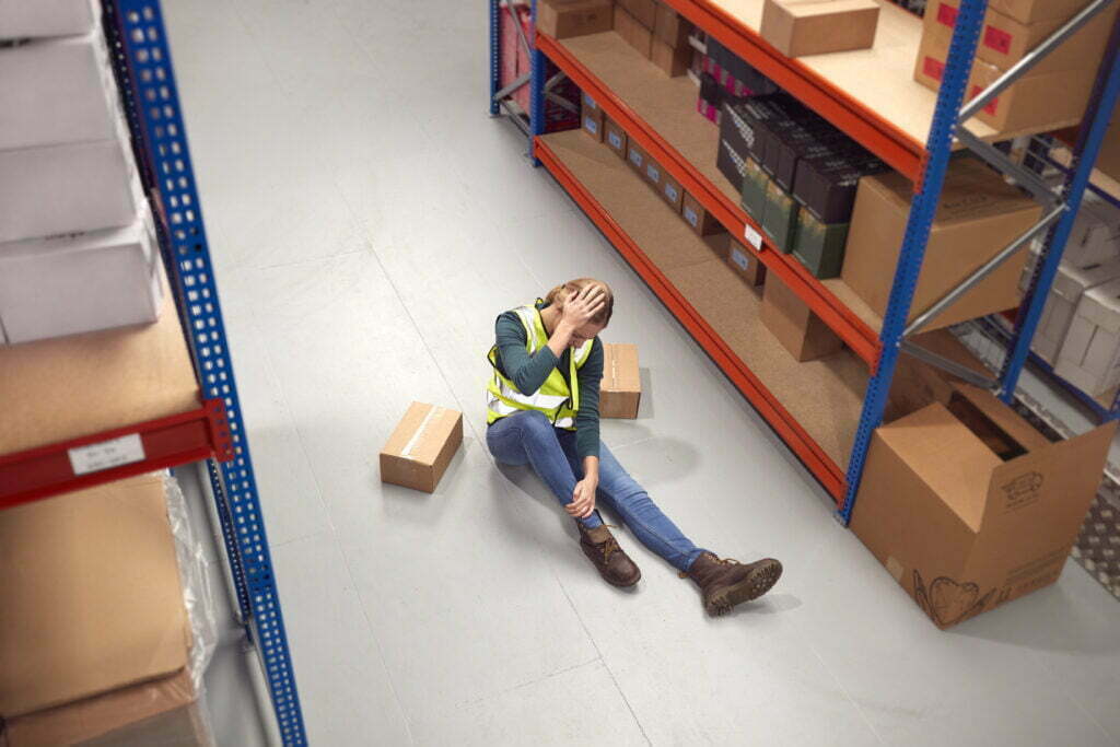 Female Worker With Injured Leg On Floor After Work 2022 03 17 14 56 49 Utc 1024x683